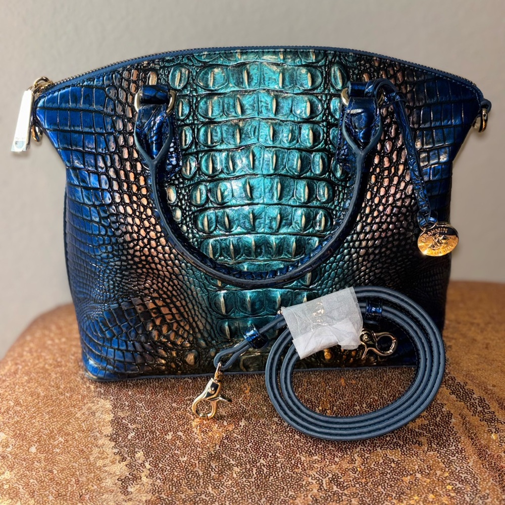 BRAHMIN MEDIUM DUXBURY BLUE FORTUNE MELBOURNE OMBRE SHOULDER BAG/PURSE